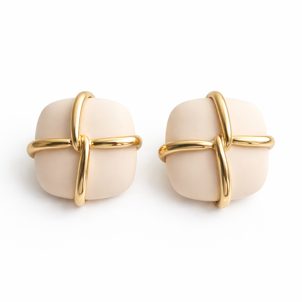 Ivory Knot Luxe Stud Earrings