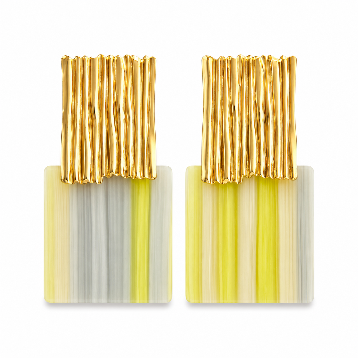 Golden Stripes Statement Earrings