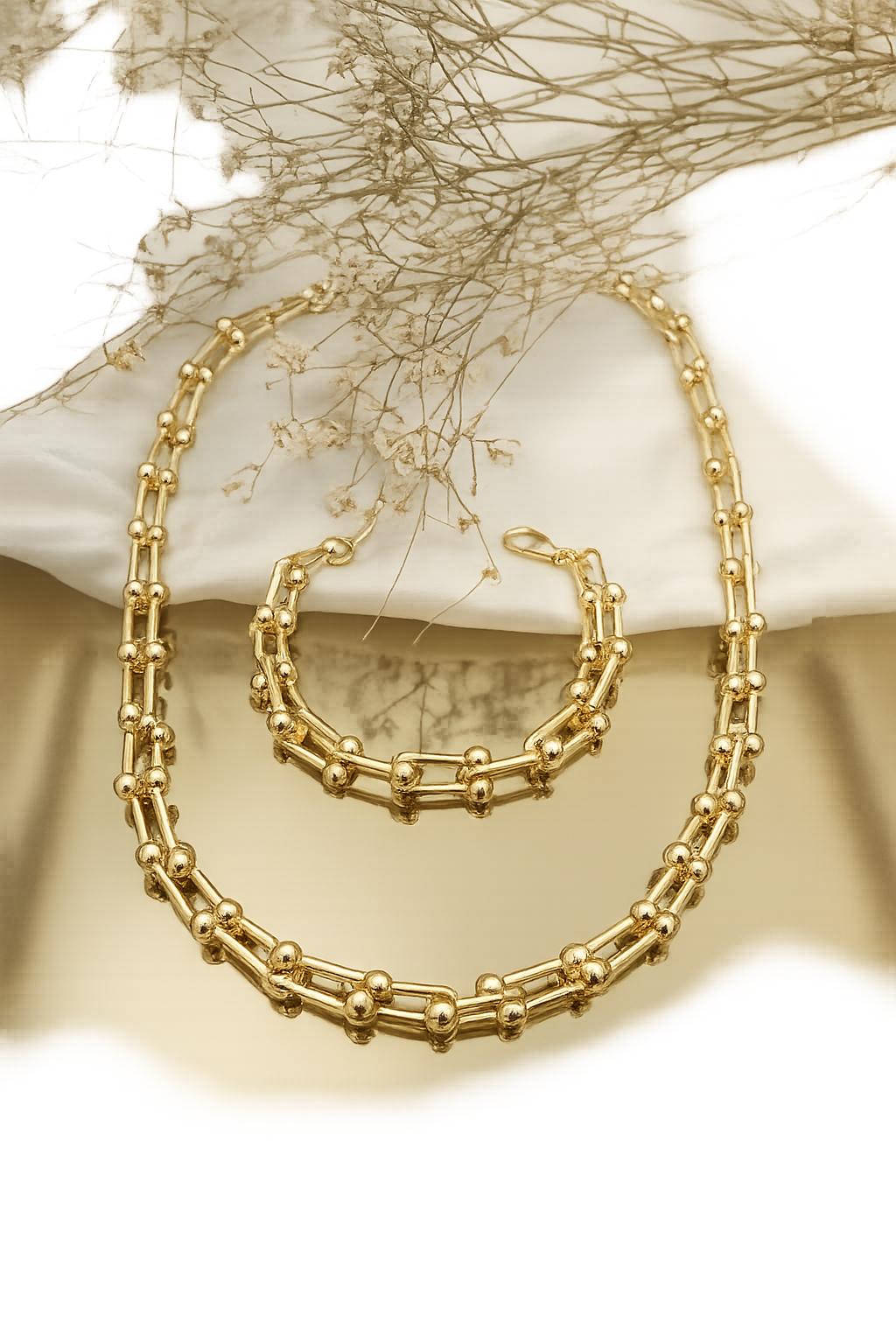 Golden Orbit Necklace & Bracelet Set