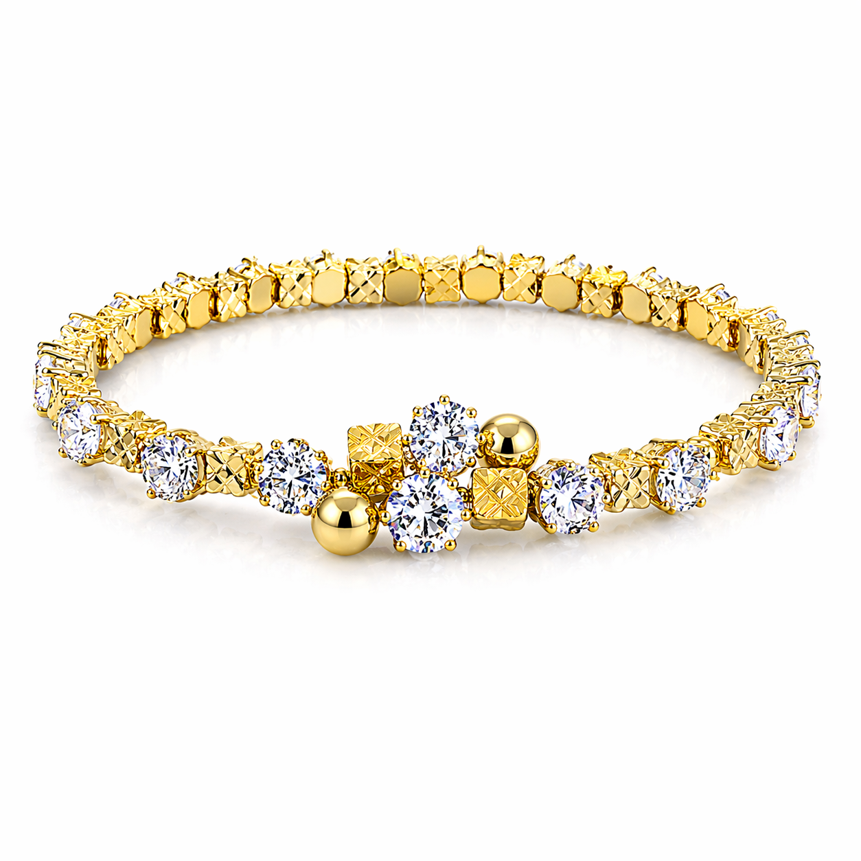 Golden Crystal Tennis Bracelet