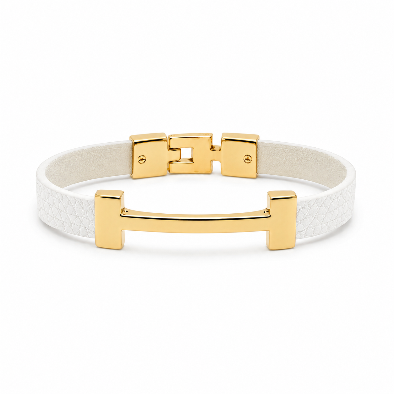 Ivory Luxe Leather H Bracelet