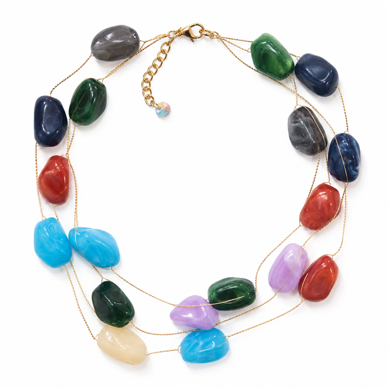 Multicolor Stone Layered Necklace