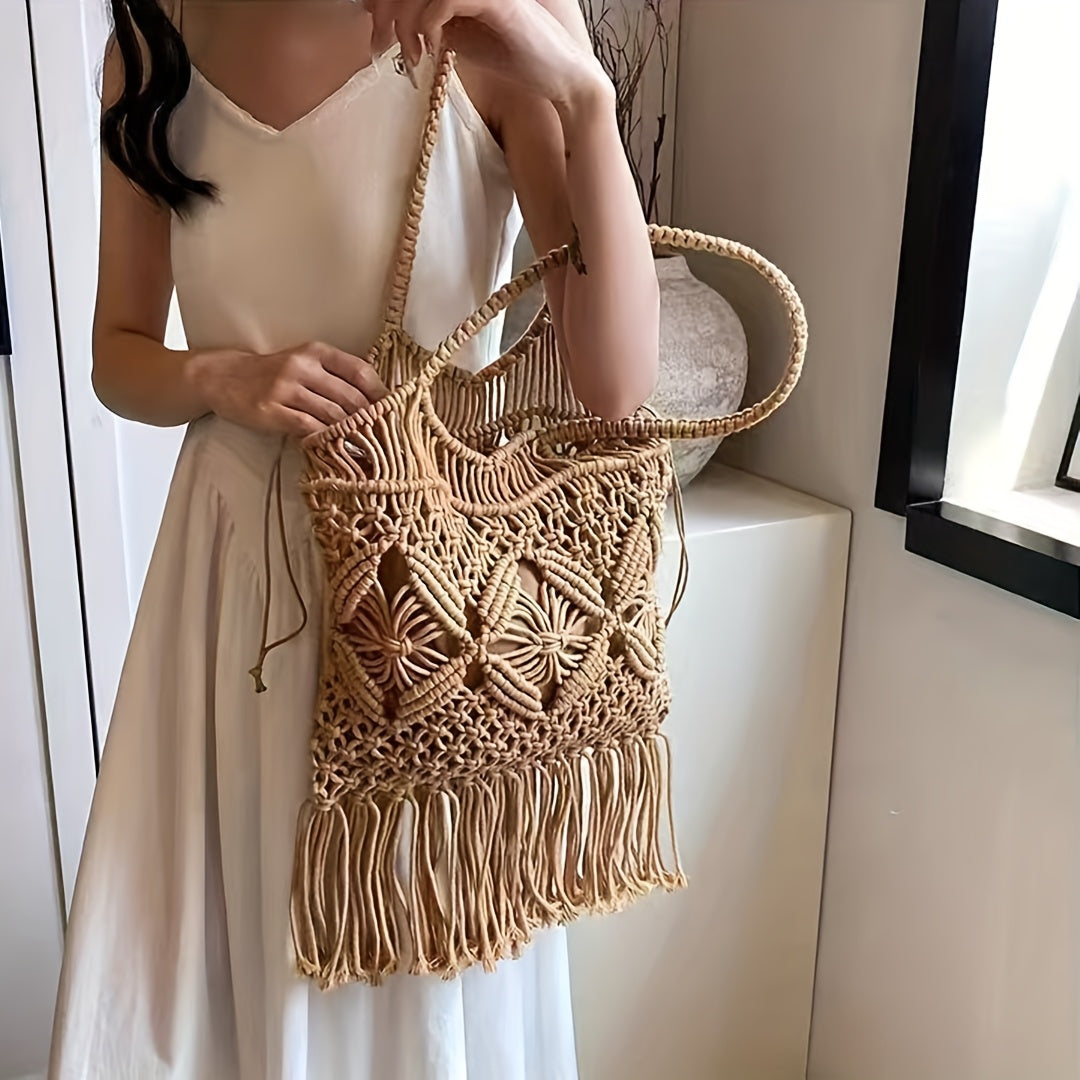 Boho Macramé Fringe Tote
