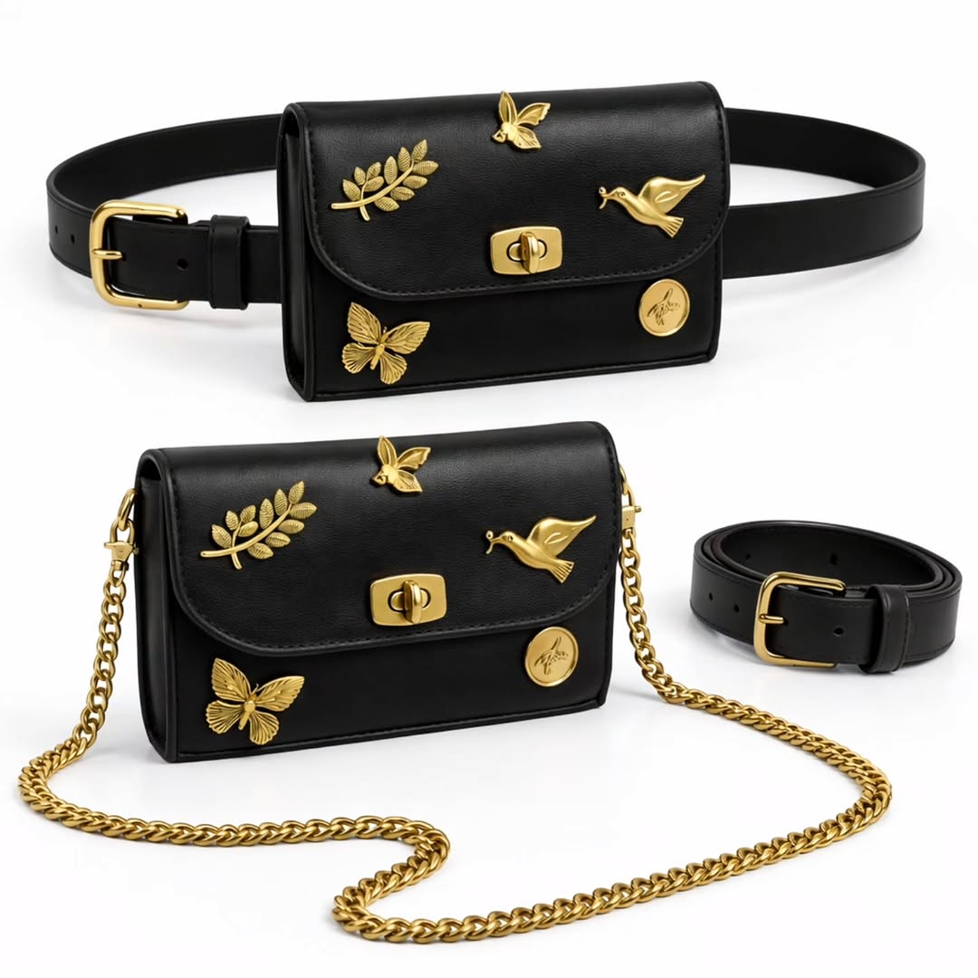 Noir Gold Charm Bag – Luxe Belt & Chain Edition