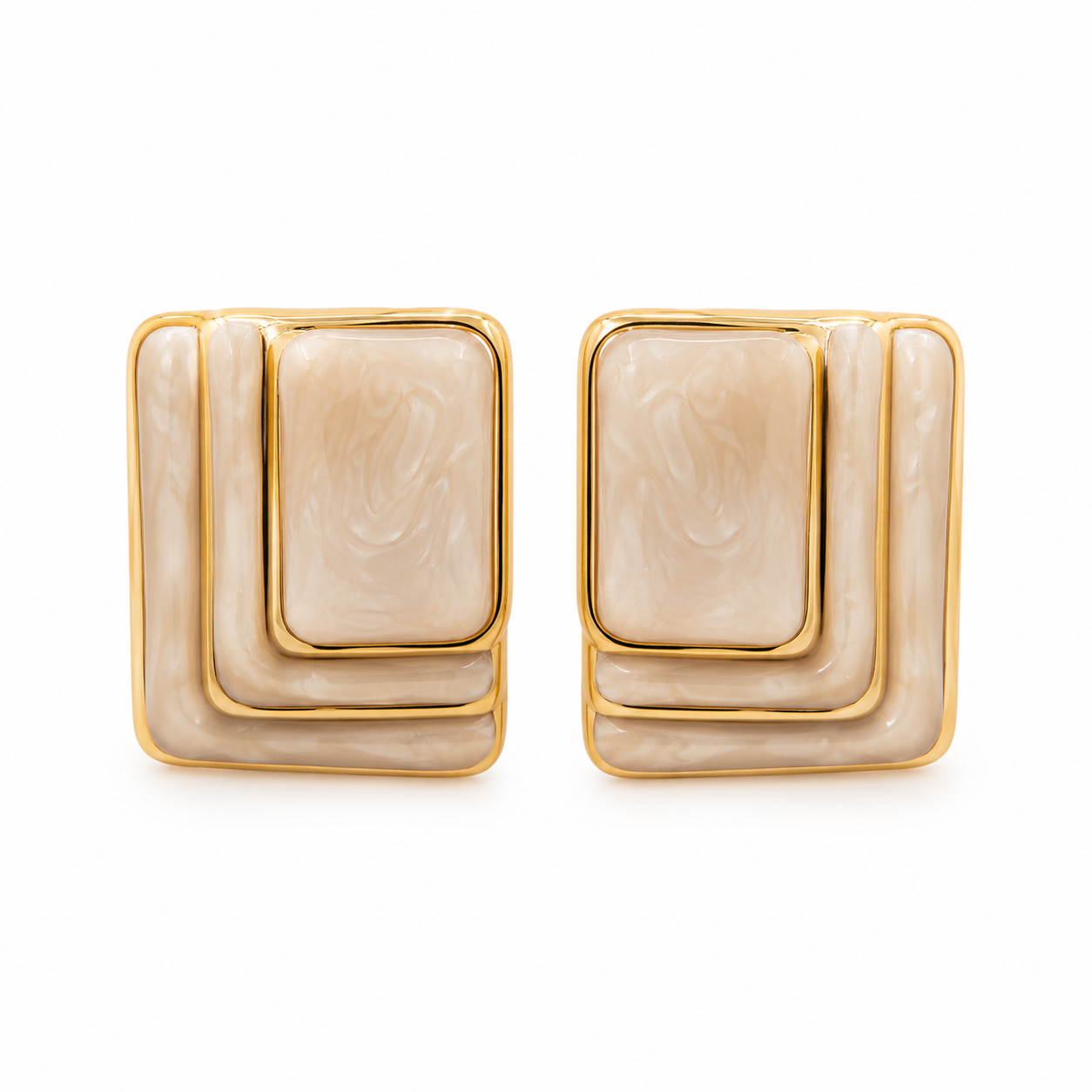 3D Ivory Geometric Statement Earrings