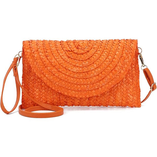 Sunset Chic Straw Clutch
