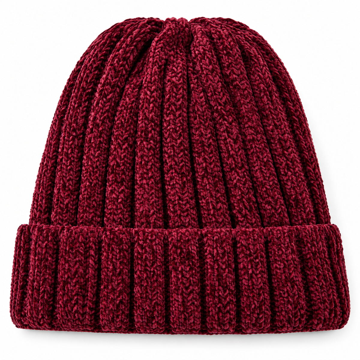 Cozy Ribbed Chenille Beanie – Burgundy
