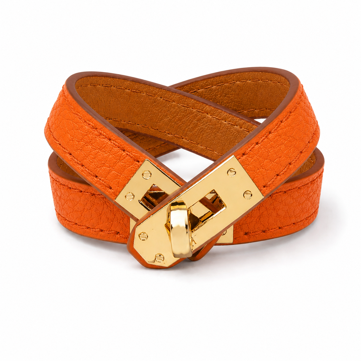 Sunset Orange Double Wrap Leather Bracelet