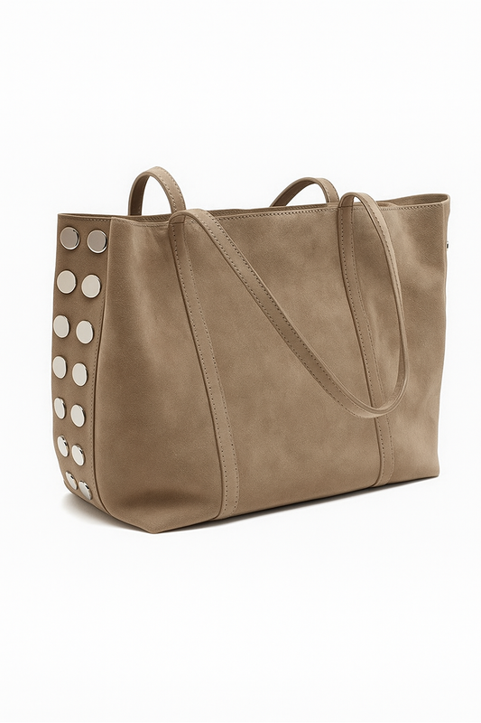 Mushroom Taupe Suede Tote Bag