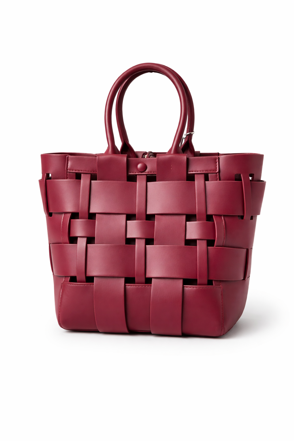 Burgundy Woven Luxe Tote Bag