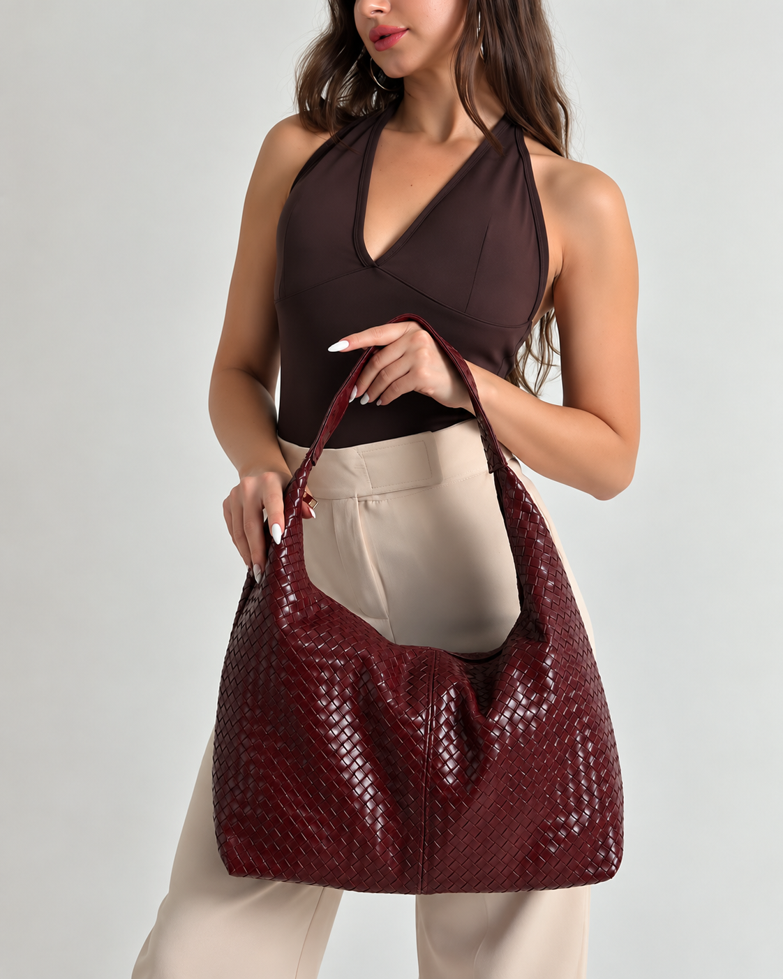 Bordeaux Woven Hobo Bag
