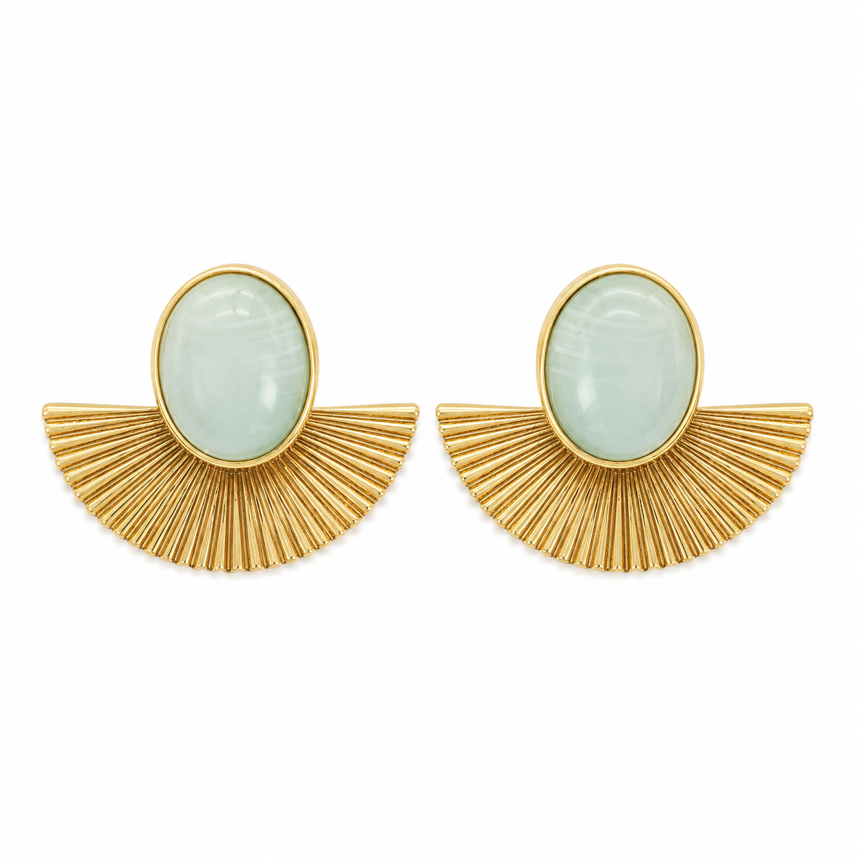 Celadon Fan Statement Earrings