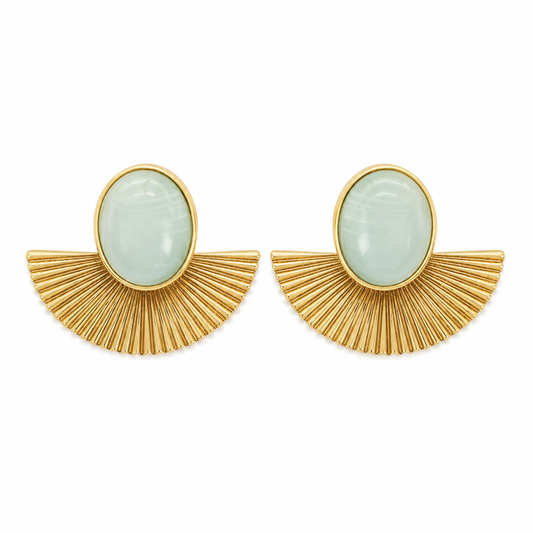 Celadon Fan Statement Earrings