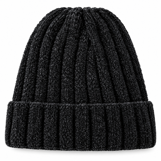 Cozy Ribbed Chenille Beanie – Black