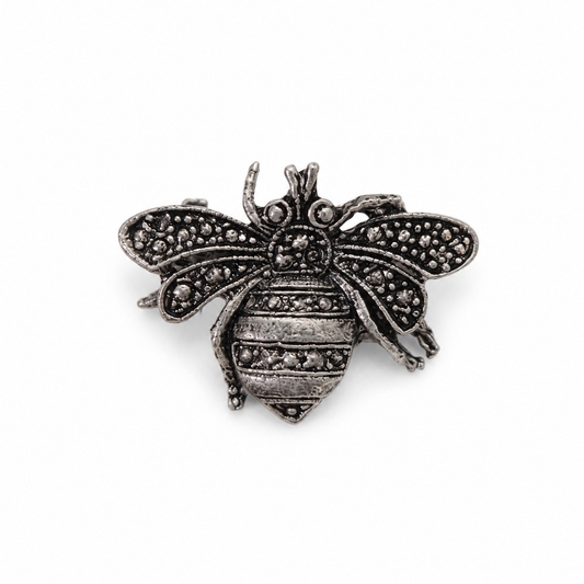 Mini Vintage Bee Brooch – Antique Silver