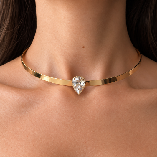 Crystal Drop Gold Choker