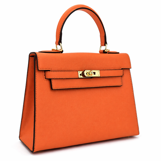 Terra Orange Luxe Structured Handbag