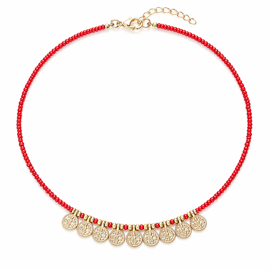 Ruby Coin Charm Necklace