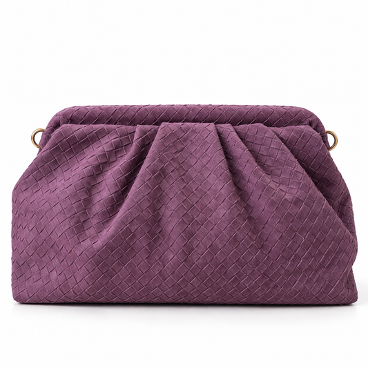 Woven Suede Shoulder Bag – Dusty Plum Burgundy
