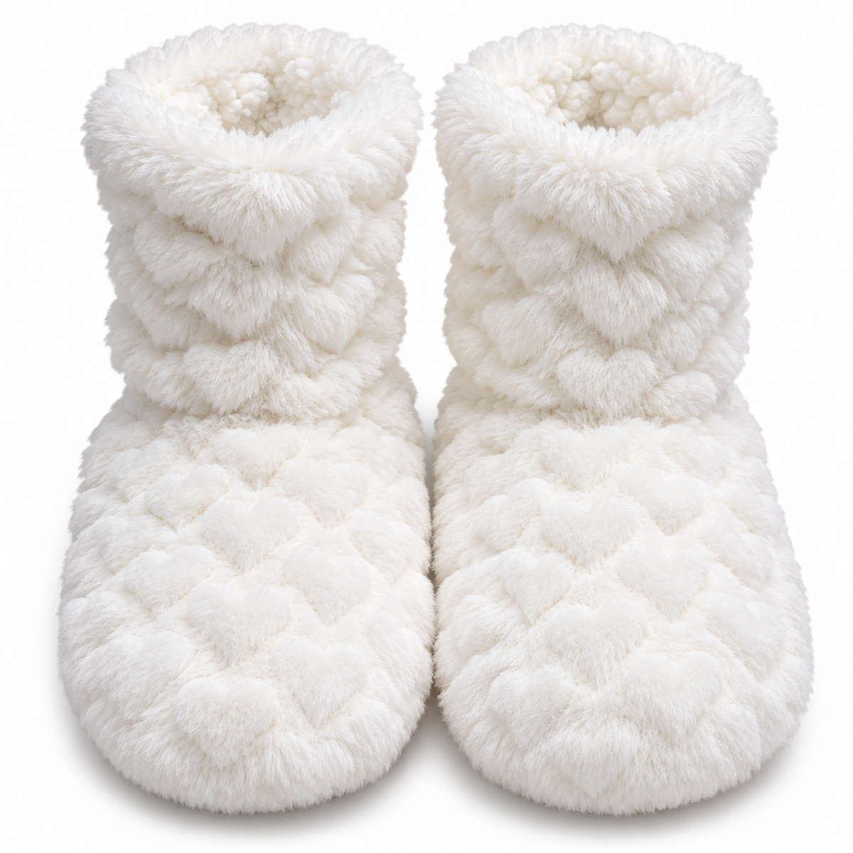 Cozy Heart Plush Home Bootie Slippers