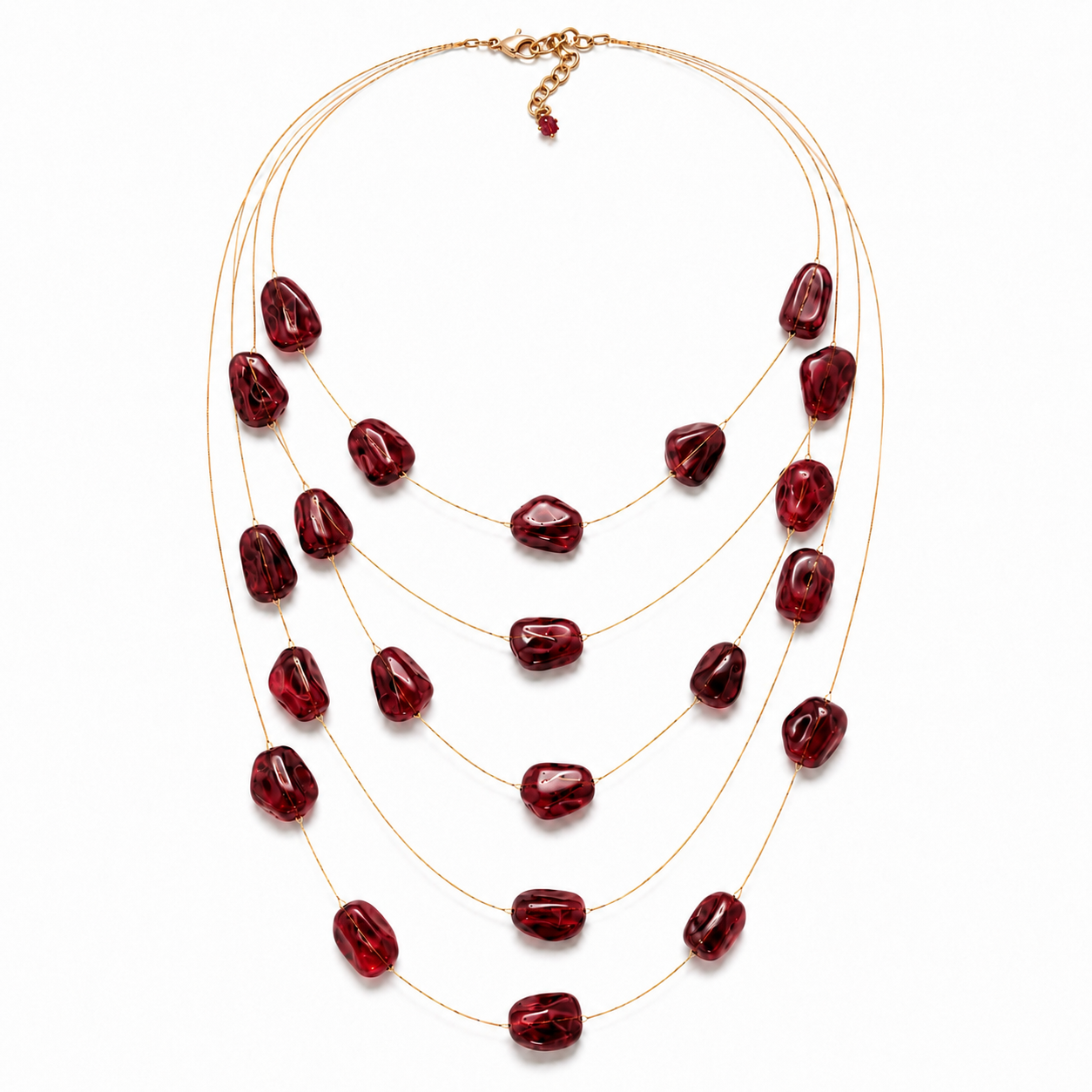 Ruby Wine 5-Layer Stone Necklace