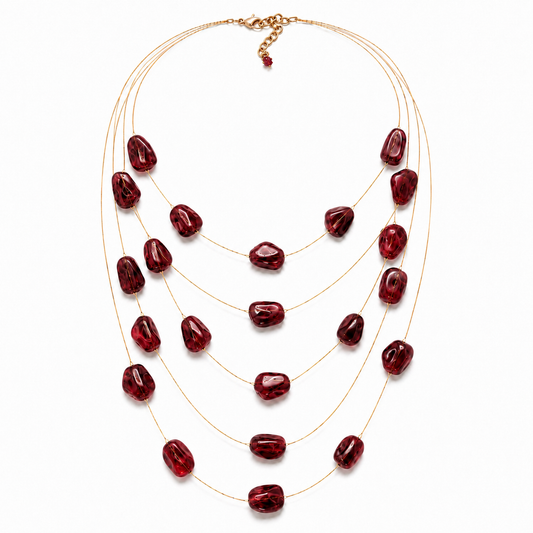 Ruby Wine 5-Layer Stone Necklace