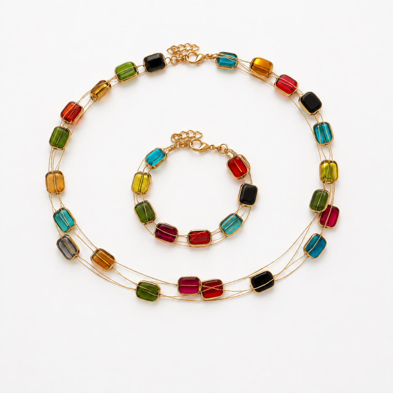 Aurora Multicolor Necklace & Bracelet Set