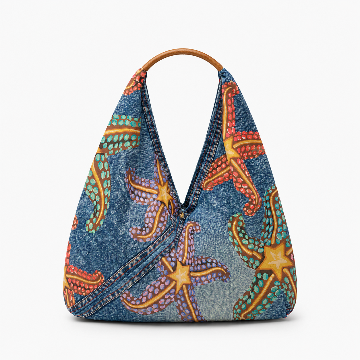 Starfish Denim-Style Lightweight Tote Bag