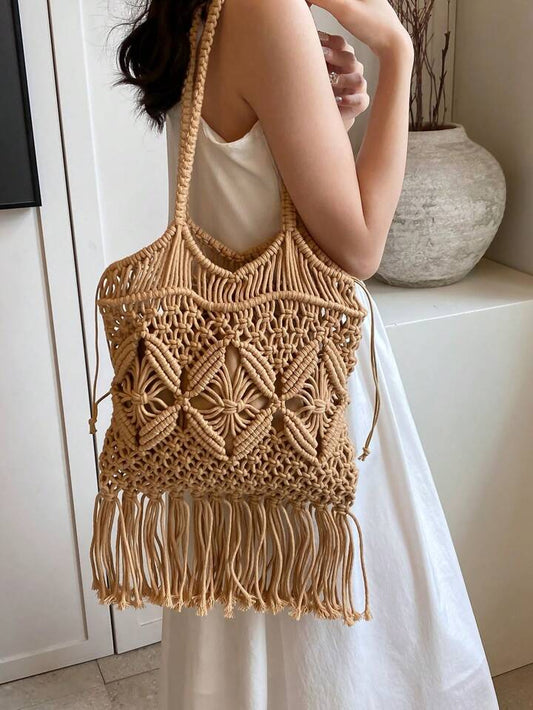 Boho Macramé Fringe Tote