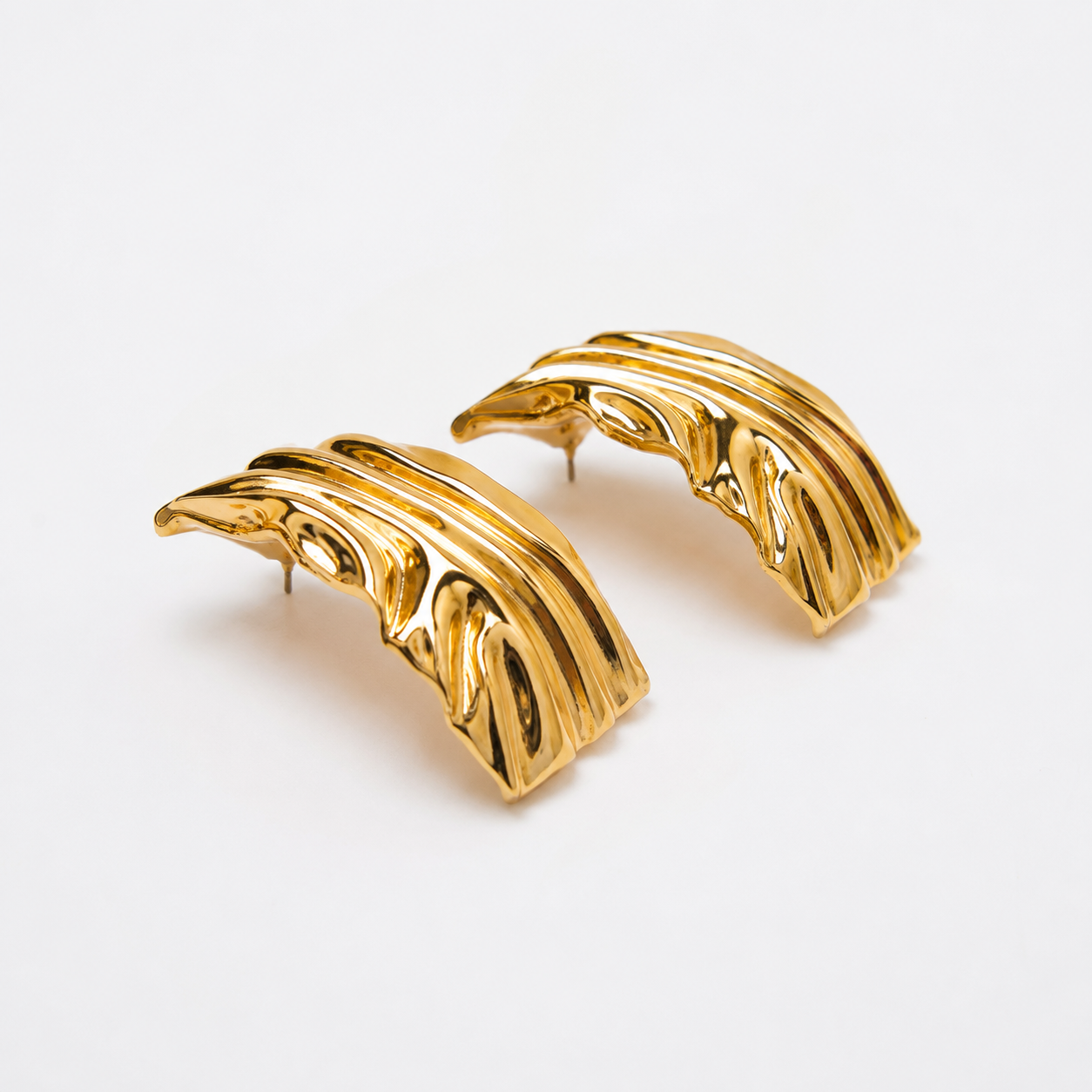 Molten Wave Curved Earrings