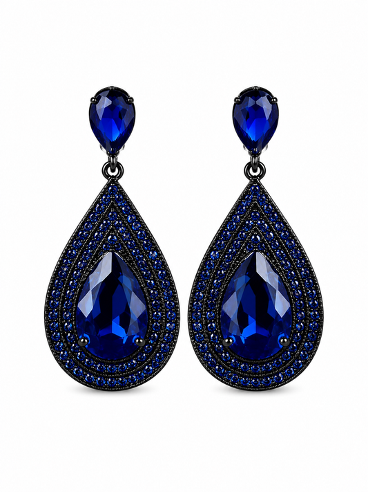 Midnight Sapphire Statement Earrings