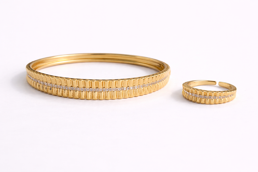 Golden Luxe Crystal Bangle & Ring Set