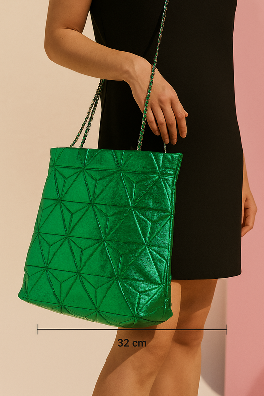 Emerald Radiance Metallic Tote
