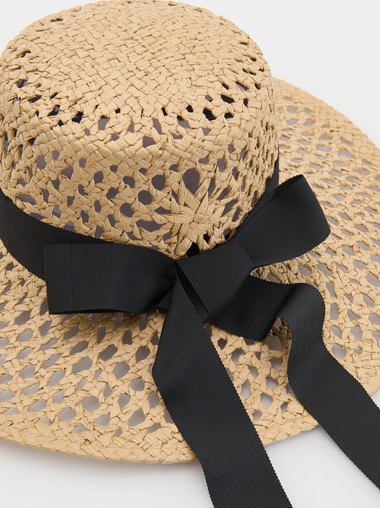 Woven Sun Hat with Back Bow
