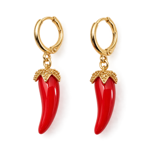 Spicy Red Chili Hoop Earrings 🌶️