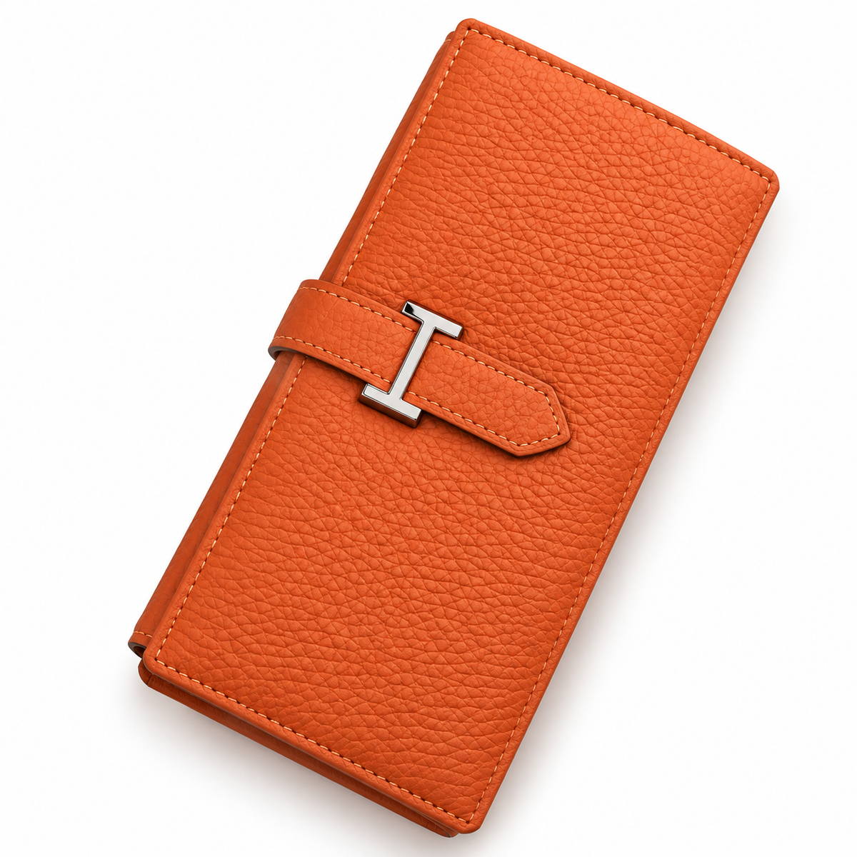 Amber Leather Long Wallet – Orange