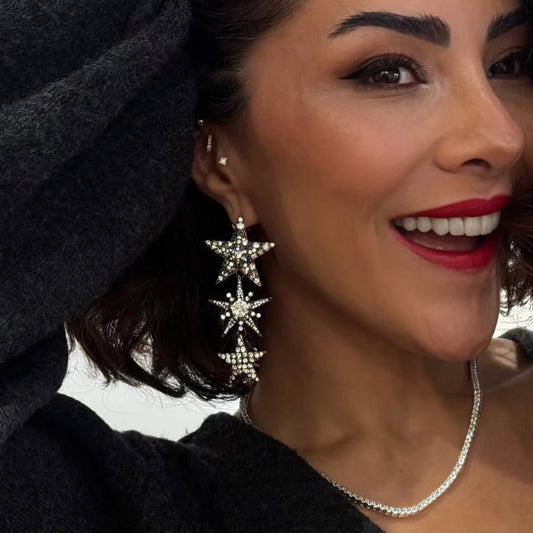 Celestial Crystal Star Statement Earrings