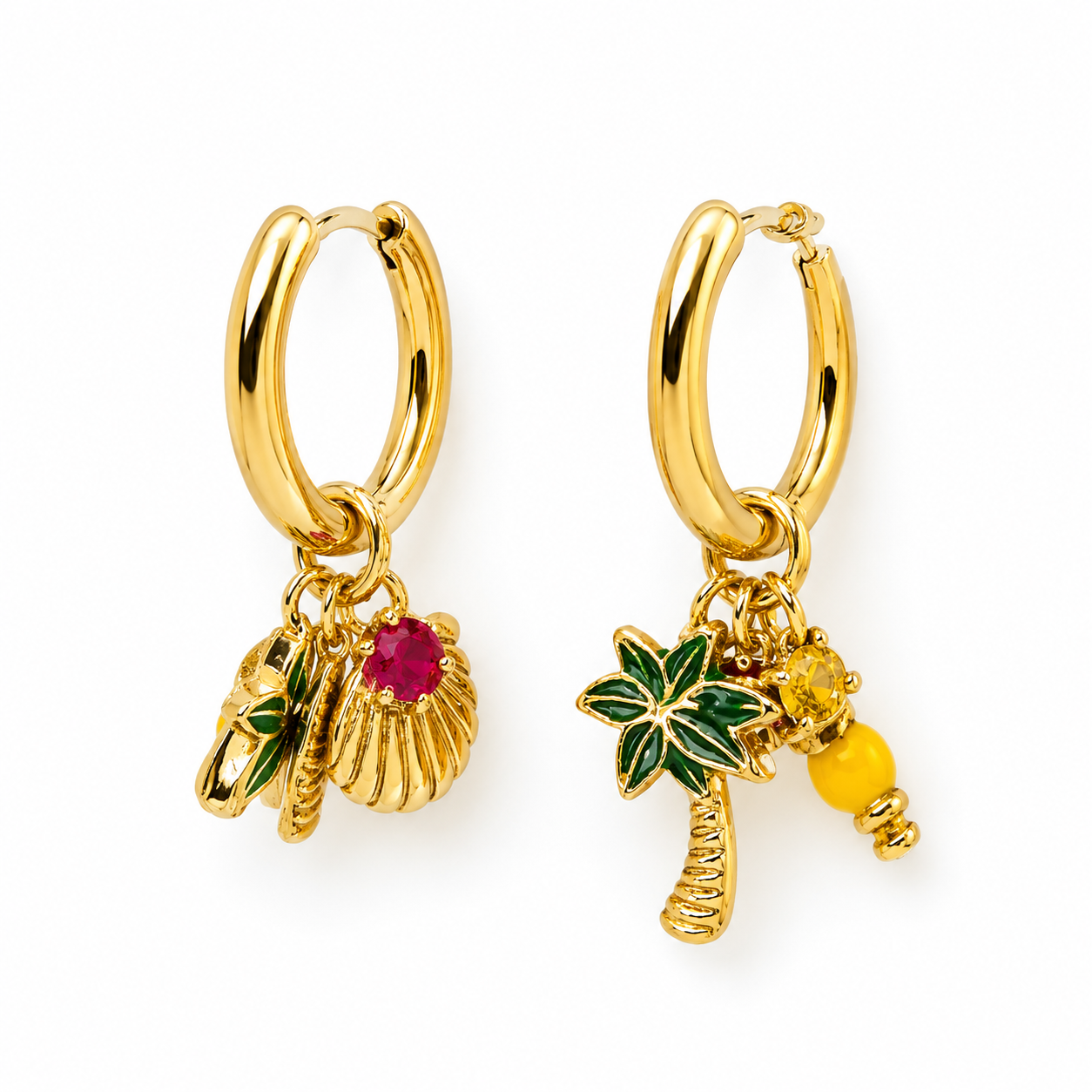Tropical Charm Hoop Earrings