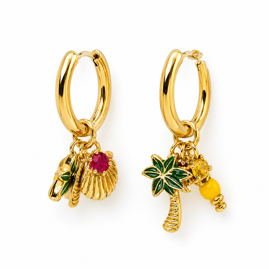 Tropical Charm Hoop Earrings