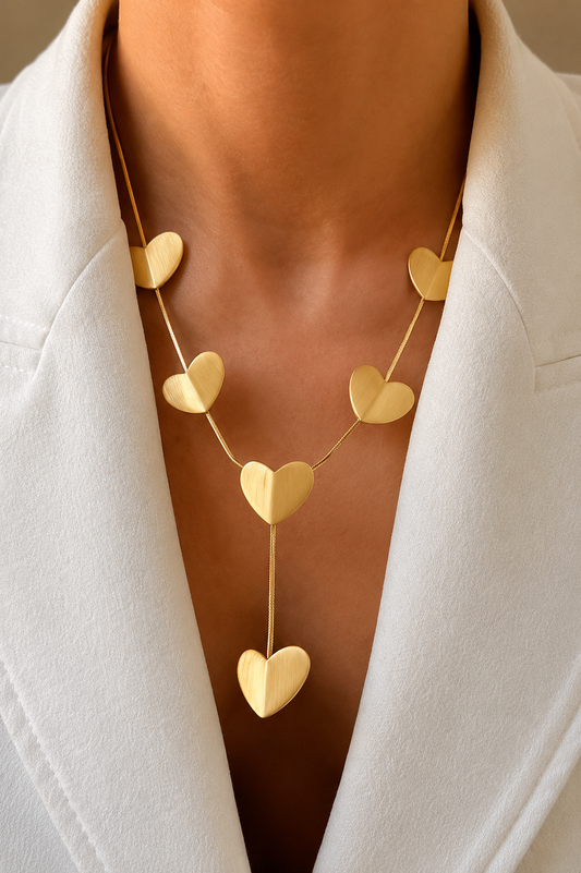 Golden Hearts Y-Chain Necklace