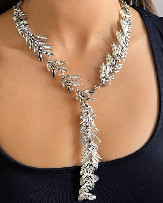 Silver Cascade Leaf Necklace