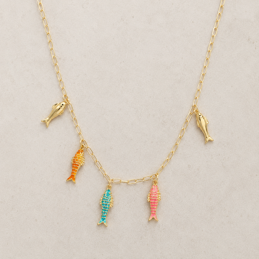 Golden Riviera Fish Charm Necklace