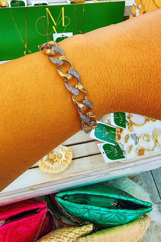 Luxurious 18K Gold-Plated Curb Chain Bracelet