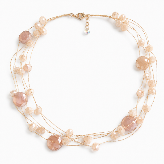 Champagne Blush Multi-Layer Crystal Necklace