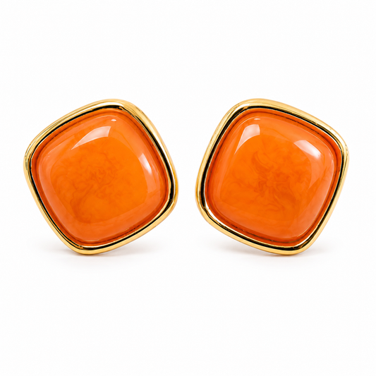 Sunset Glow Square Stud Earrings