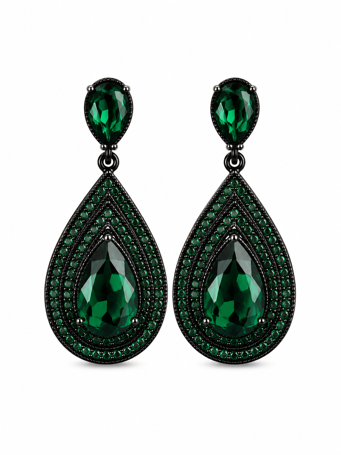 Emerald Noir Statement Earrings