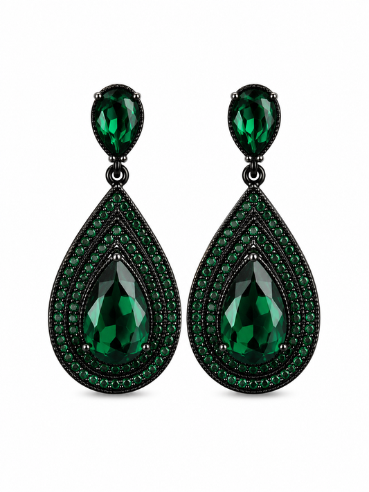 Emerald Noir Statement Earrings