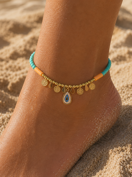Azure Evil Eye Charm Anklet