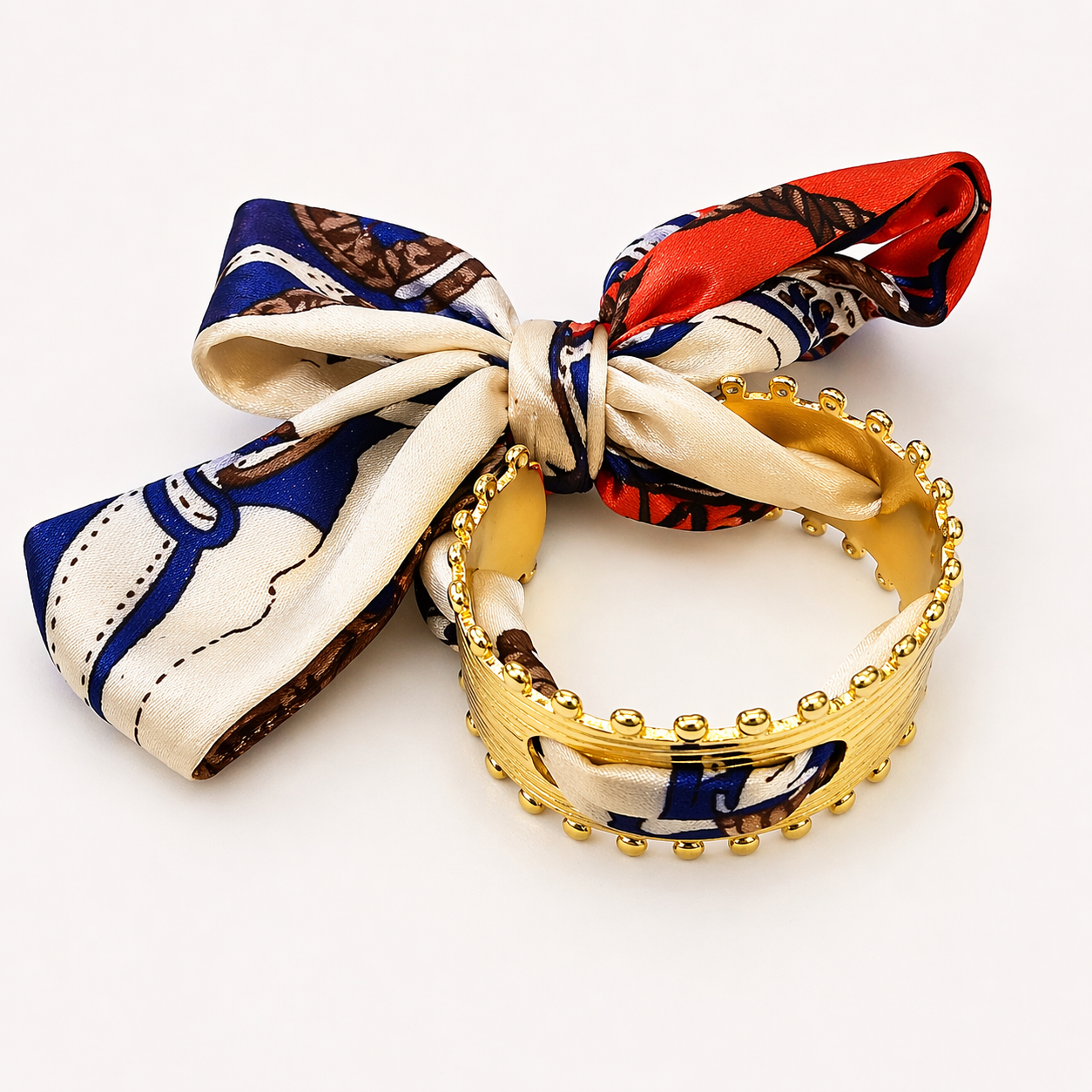 Silk Bow Luxe Bangle – Printed Scarf Edition