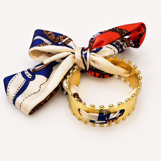 Silk Bow Luxe Bangle – Printed Scarf Edition